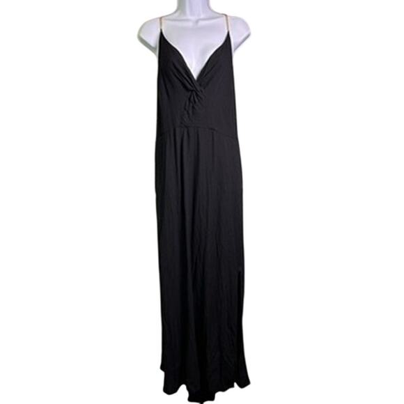 Ava & Viv Slit Maxi Dress Womens XXL Gold Chain Straps Formal Date Night Flowy - Picture 2 of 10